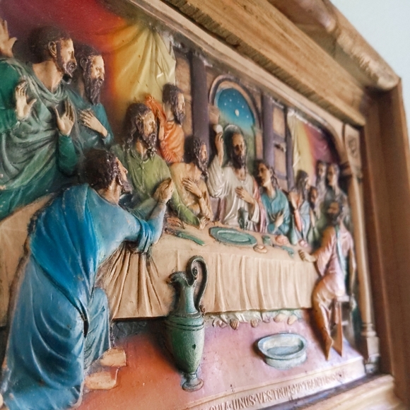 Vintage Authentic Wooden Last Supper Antique Frame - Picture 5 of 6
